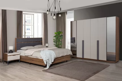 LUNA PACK LIT 160X200 AVEC RANGEMENT+2 CHEVETS+COMMODE+MIROIR