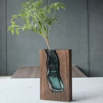 MADERA VASE EN BOIS ET VERRE PF 14x5x23.5 CM