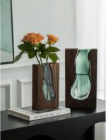 MADERA VASE EN BOIS ET VERRE PF 14x5x23.5 CM