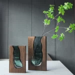 MADERA VASE EN BOIS ET VERRE PF 14x5x23.5 CM