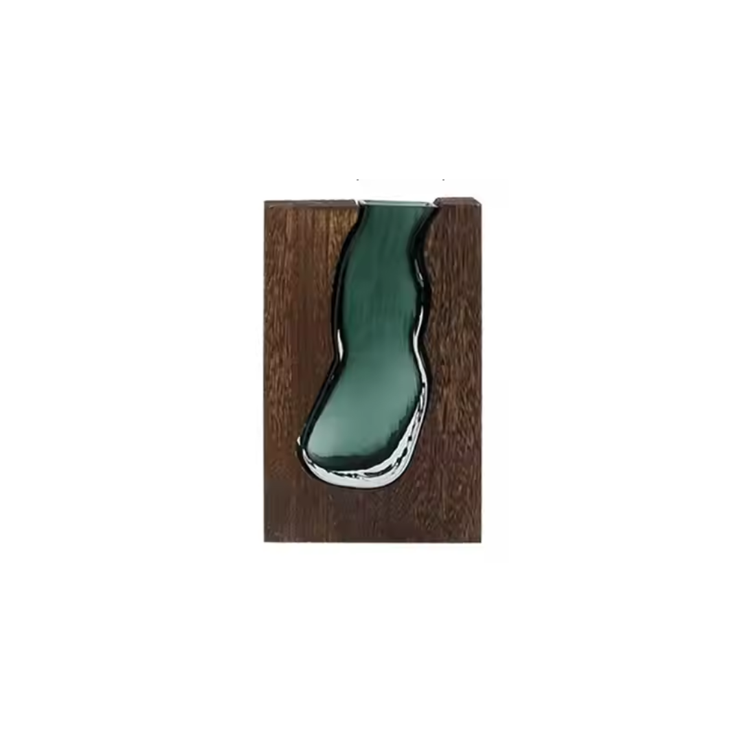 MADERA VASE EN BOIS ET VERRE PF 14x5x23.5 CM MADERA VASE EN BOIS ET VERRE PF 14x5x23.5 CM