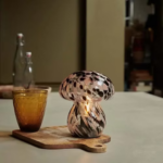 MEDUSE LAMPE LED EN VERRE  MOUCHTE BRICK /MARRON  13.5x13.5x19CM