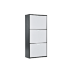 MEUBLE CHAUSSURE 3 ABATTANTS GRIS/ PORTE BLANC 70X29X126 CM
