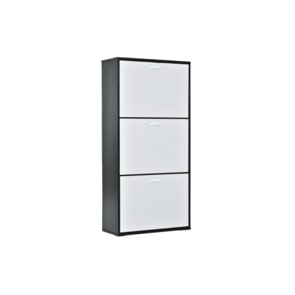 MEUBLE CHAUSSURE 3 ABATTANTS GRIS/ PORTE BLANC 70X29X126 CM