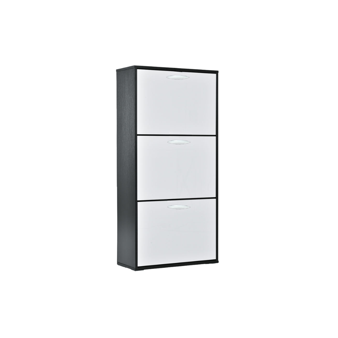 MEUBLE CHAUSSURE 3 ABATTANTS GRIS/ PORTE BLANC 70X29X126 CM MEUBLE CHAUSSURE 3 ABATTANTS GRIS/ PORTE BLANC 70X29X126 CM