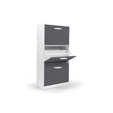 MEUBLE CHAUSSURE 3 ABATTANTS GRIS/BLANC 70X29X126 CM