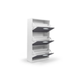 MEUBLE CHAUSSURE 3 ABATTANTS GRIS/BLANC 70X29X126 CM