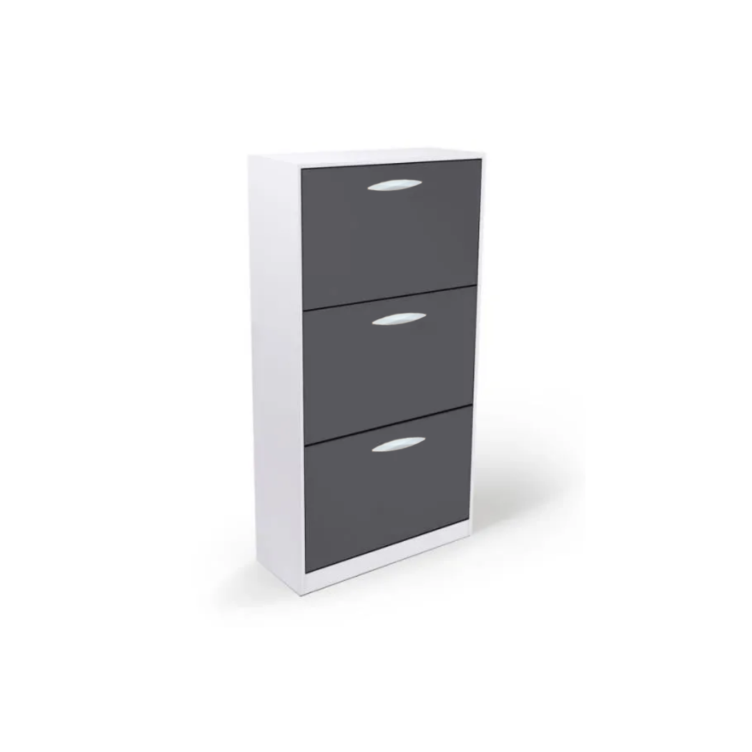 MEUBLE CHAUSSURE 3 ABATTANTS GRIS/BLANC 70X29X126 CM MEUBLE CHAUSSURE 3 ABATTANTS GRIS/BLANC 70X29X126 CM