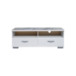 MEUBLE TV HOMELINE NAPOLI 2 TIROIRS +2 NICHE COULEUR MARBRE GRIS/BLANC
