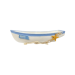 MINI BATEAU DE PECHE BLANC DECORATIF AVEC MOTIF ETOILE JAUNE