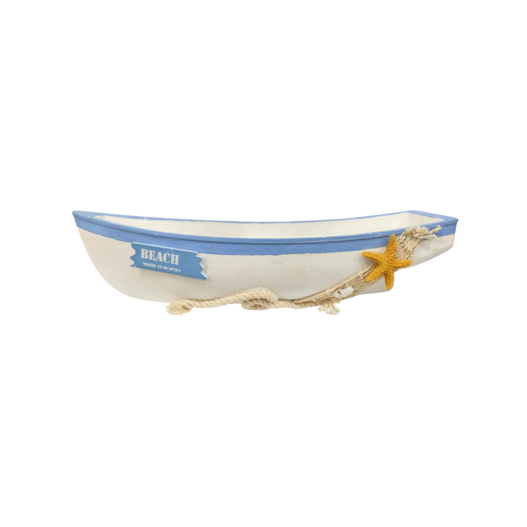 MINI BATEAU DE PECHE BLANC DECORATIF AVEC MOTIF ETOILE JAUNE MINI BATEAU DE PECHE BLANC DECORATIF AVEC MOTIF ETOILE JAUNE