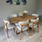 MIRELLE TABLE A MANGER OVAL 90X180CM+6 CHAISES  MARRON PIED MARRON