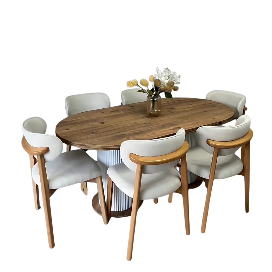 MIRELLE TABLE A MANGER OVAL 90X180CM+6 CHAISES MARRON PIED MARRON MIRELLE TABLE A MANGER OVAL 90X180CM+6 CHAISES MARRON PIED MARRON