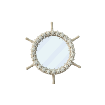 MIROIR DÉCORATIF DE GOUVERNAIL DE BATEAU ENTOURE AVEC PETITS ETOILE DE MER