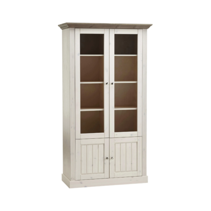 MONACO VITRINE EN BOIS BEIGE TOP MARRON