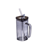 MUG EN VERRE RAYER +PAILLE