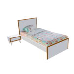 PACK GABY JUNIOR LIT + SOMMIER 90×190 + CHEVET BLANC + MATELAS GRATUIT