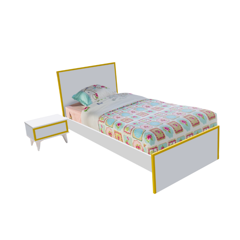 PACK GABY JUNIOR LIT + SOMMIER 90×190 + CHEVET BLANC + MATELAS GRATUIT