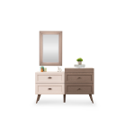 PACK MOSS LIT+SOMMIER AVEC RANGEMENT+ 2 CHEVETS +COMMODE+MIROIR
