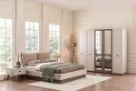 PACK MOSS LIT+SOMMIER AVEC RANGEMENT+ 2 CHEVETS +COMMODE+MIROIR