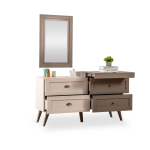 PACK MOSS LIT+SOMMIER AVEC RANGEMENT+ 2 CHEVETS +COMMODE+MIROIR