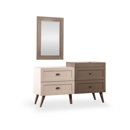 PACK MOSS LIT+SOMMIER AVEC RANGEMENT+ 2 CHEVETS +COMMODE+MIROIR