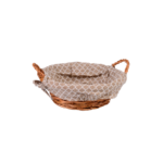 PANIER A PAIN ROND OSIER DOUBLURE TENDYBEIGE/BLANC 25X9 CM