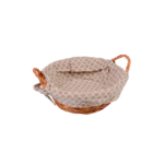 PANIER A PAIN ROND OSIER DOUBLURE TENDYBEIGE/BLANC 25X9 CM