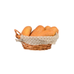 PANIER A PAIN ROND OSIER DOUBLURE TENDYBEIGE/BLANC 25X9 CM