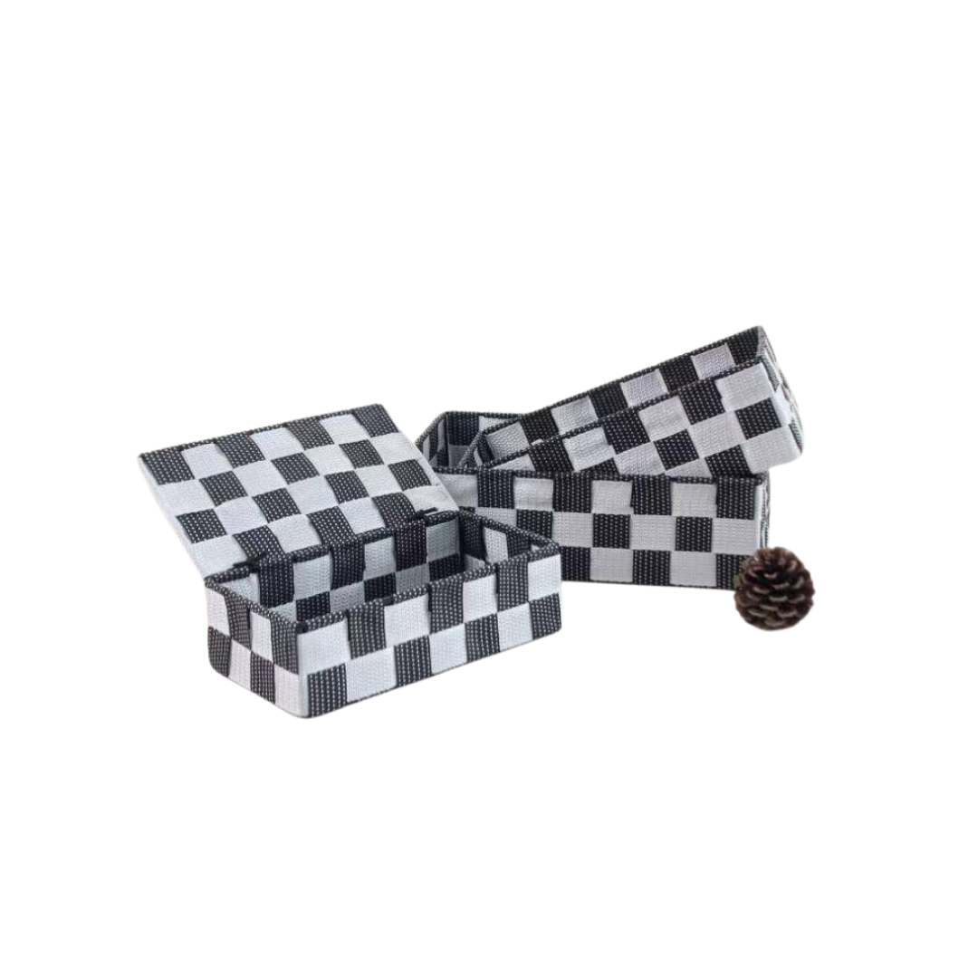 PANIER DE RANGEMENT SET DE 3 PCS BLANC/GRIS PANIER DE RANGEMENT SET DE 3 PCS BLANC/GRIS