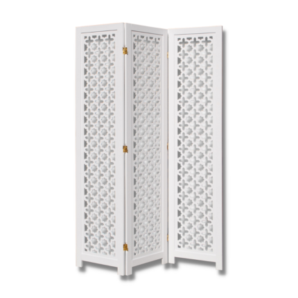 PARAVENT 3 VOLETS ARABICA BLANC