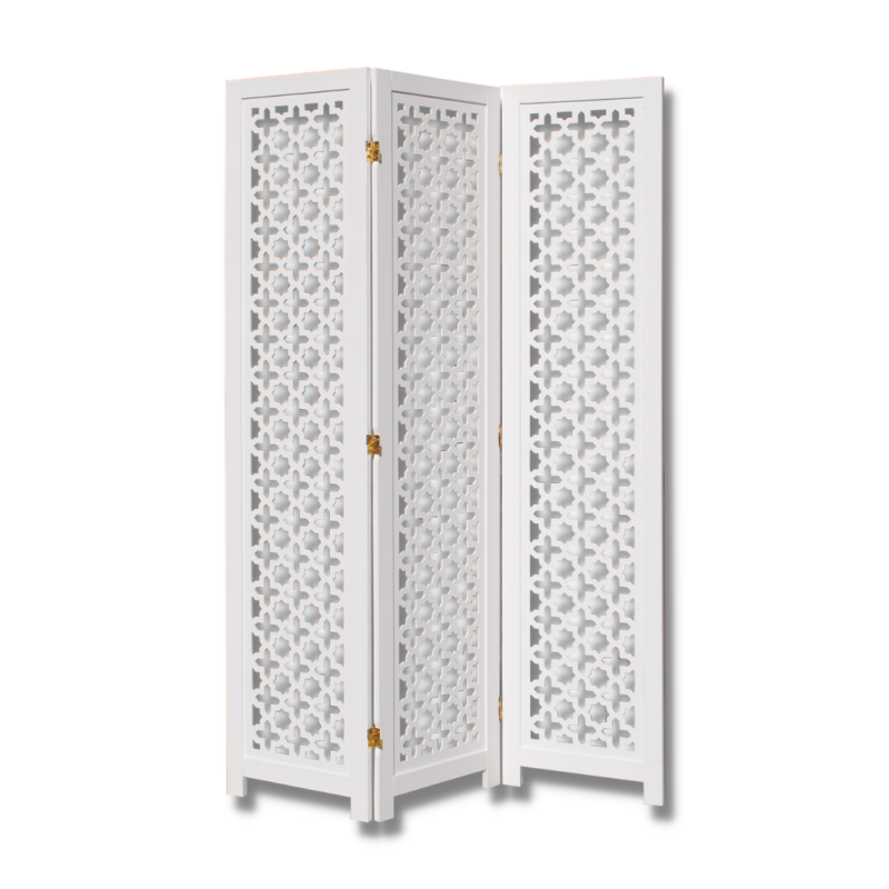 PARAVENT 3 VOLETS ARABICA BLANC
