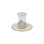 PERA SERVICE A THE 6 VERRE+6 ASSIETTE  BLANCHE/OR