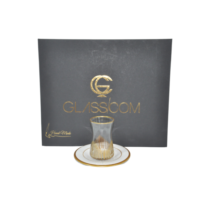 PERA SERVICE A THE 6 VERRE+6 ASSIETTE  BLANCHE/OR