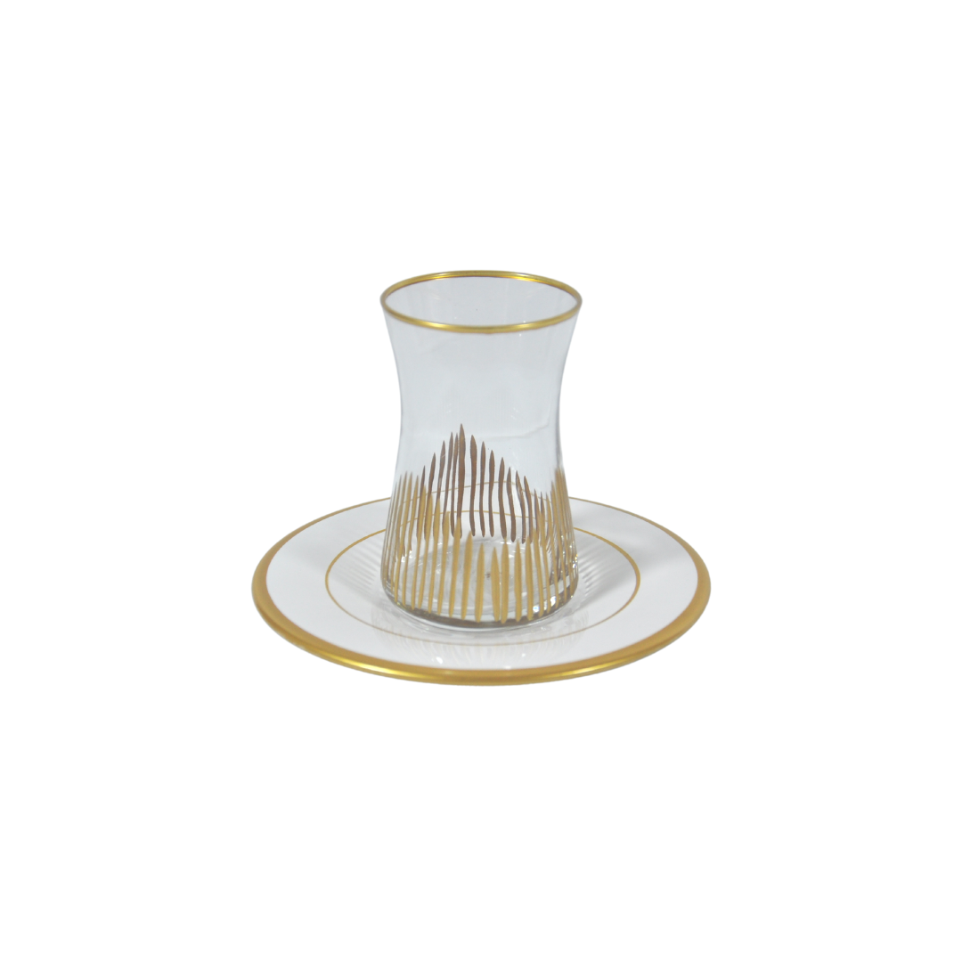 PERA SERVICE A THE 6 VERRE+6 ASSIETTE BLANCHE/OR PERA SERVICE A THE 6 VERRE+6 ASSIETTE BLANCHE/OR