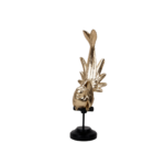 PERROQUET POLYRESINE DOREE SUPPORT BAS 11.5x10x34 CM