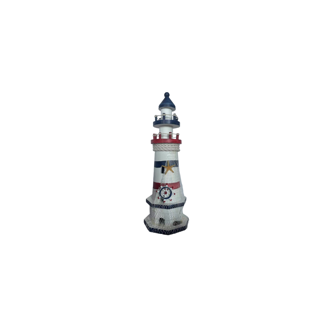 PHARE DECORATIF EN BOIS ROUGE/BLEUMARINE MARINE -11,X9,5,30 CM PHARE DECORATIF EN BOIS ROUGE/BLEUMARINE MARINE -11,X9,5,30 CM