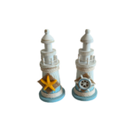 PHARE  EN BOIS AVEC MOTIF ETOILE DE MER  7X7X5,19 CM