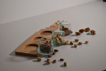 PLATEAU 33X10 CM +3 VERRINES 5,5X5CM ARTISANAT MAROCAIN