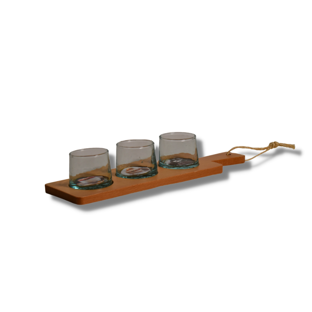 PLATEAU 33X10 CM +3 VERRINES 5,5X5CM ARTISANAT MAROCAIN PLATEAU 33X10 CM +3 VERRINES 5,5X5CM ARTISANAT MAROCAIN