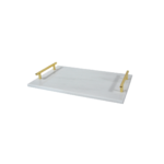 PLATEAU DE PRESENTATION EN MARBRE BLANC 30-20CM ANSES DORE