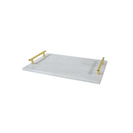 PLATEAU DE PRESENTATION EN MARBRE BLANC 30-20CM ANSES DORE