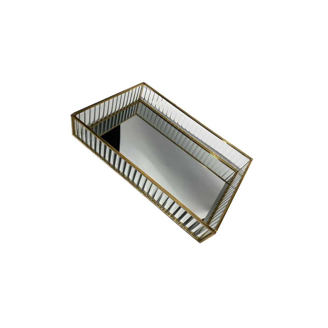 PLATEAU DECORATIF AVEC MIROIR RECTANGULAIRE L 25x12x4.5 CM PLATEAU DECORATIF AVEC MIROIR RECTANGULAIRE L 25x12x4.5 CM