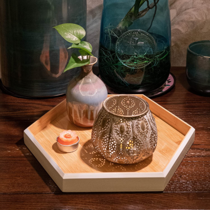 PLATEAU HEXAGONAL BAMBOU S MARINA