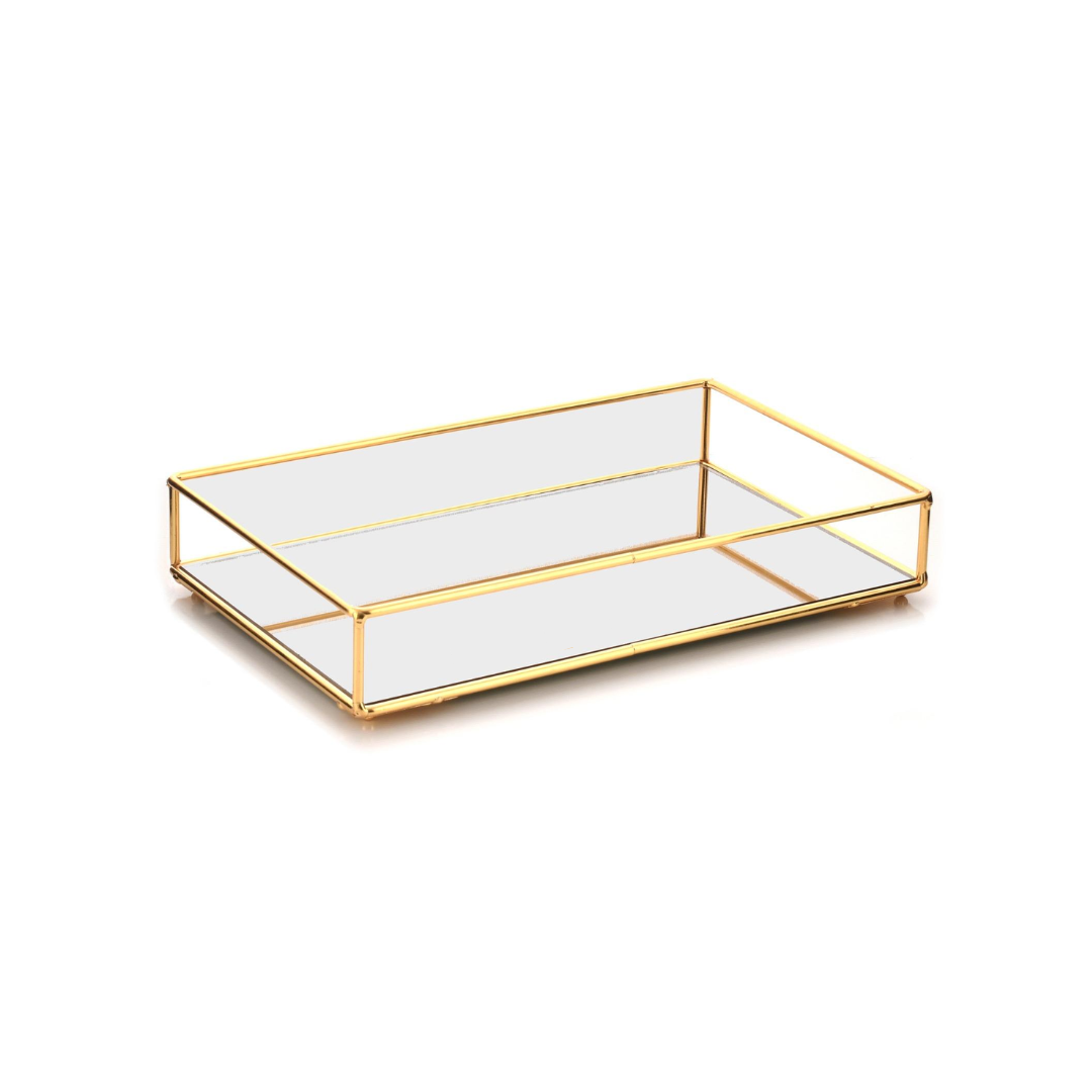 PLATEAU MIROIR RECTANGULAIRE 21*32 CM DORE PLATEAU MIROIR RECTANGULAIRE 21*32 CM DORE