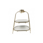 PORT GATEAUX OVALE BLANC SUPPORT DORE