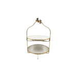 PORTE GATEAUX ROND BLANC SUPPORT DORE