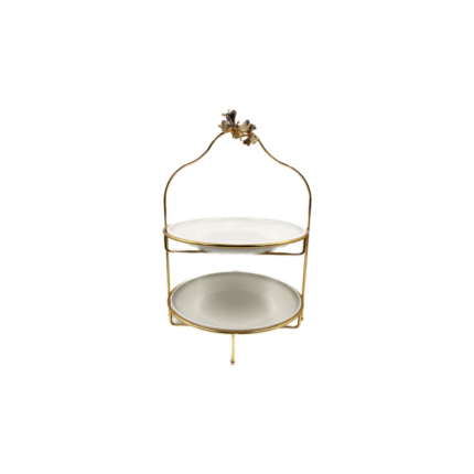 PORTE GATEAUX ROND BLANC SUPPORT DORE