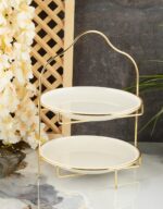 PORTE GATEAUX ROND BLANC SUPPORT DORE