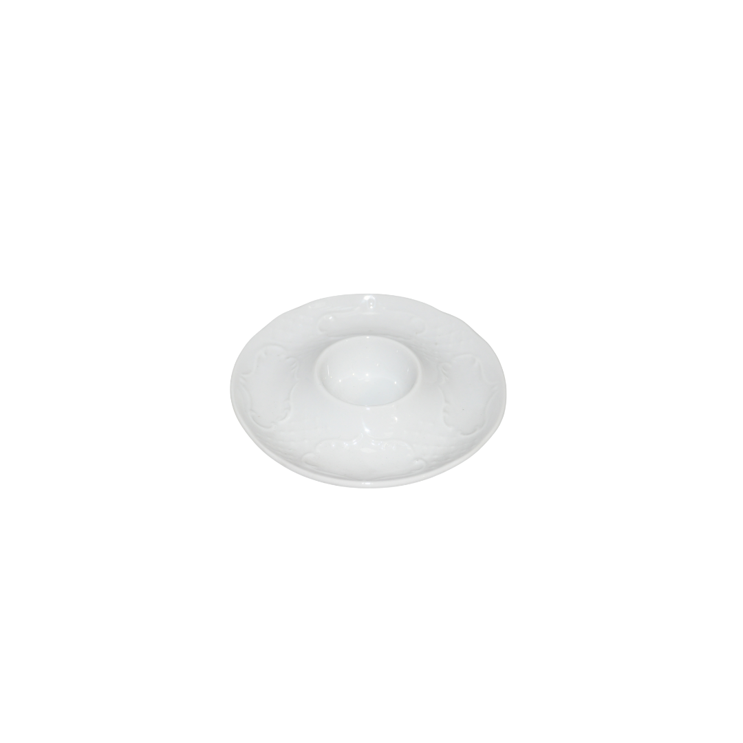 PORTE OEUF PLAT ROND EN CERAMIQUE BLANC PORTE OEUF PLAT ROND EN CERAMIQUE BLANC